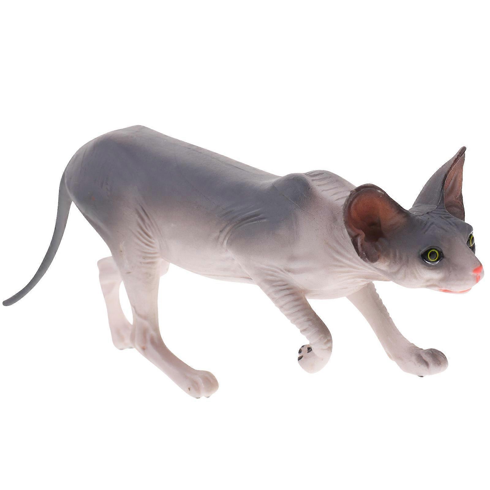 Cute Cat Decoration Sphynx Cat Statue Craft For Women Hairless Cat Miniature Toy Desktop And Grass Use 1Pack