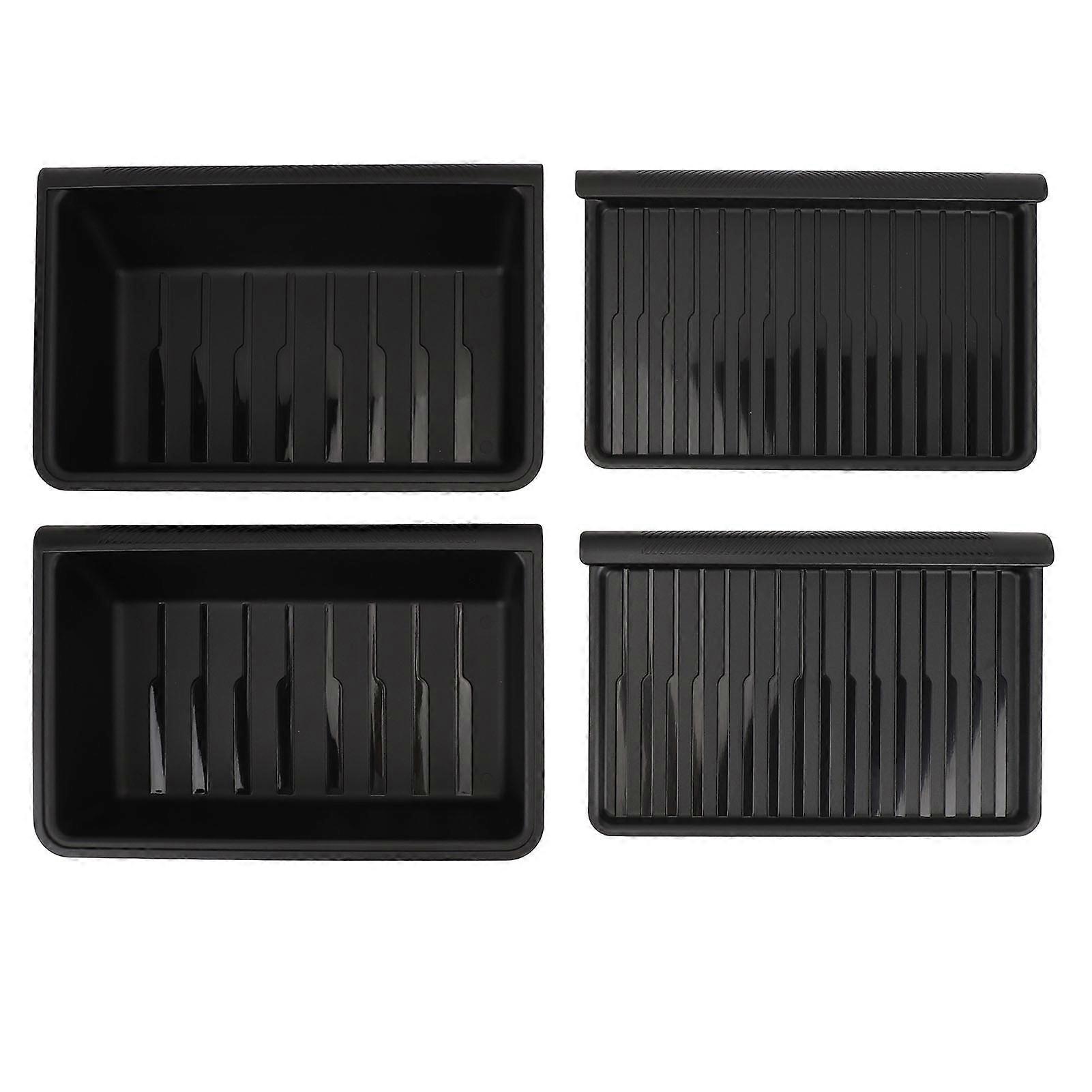 Set of 2 TPE Under Seat Storage Boxes, Space Saving, Shockproof, with Lid for Vehicle