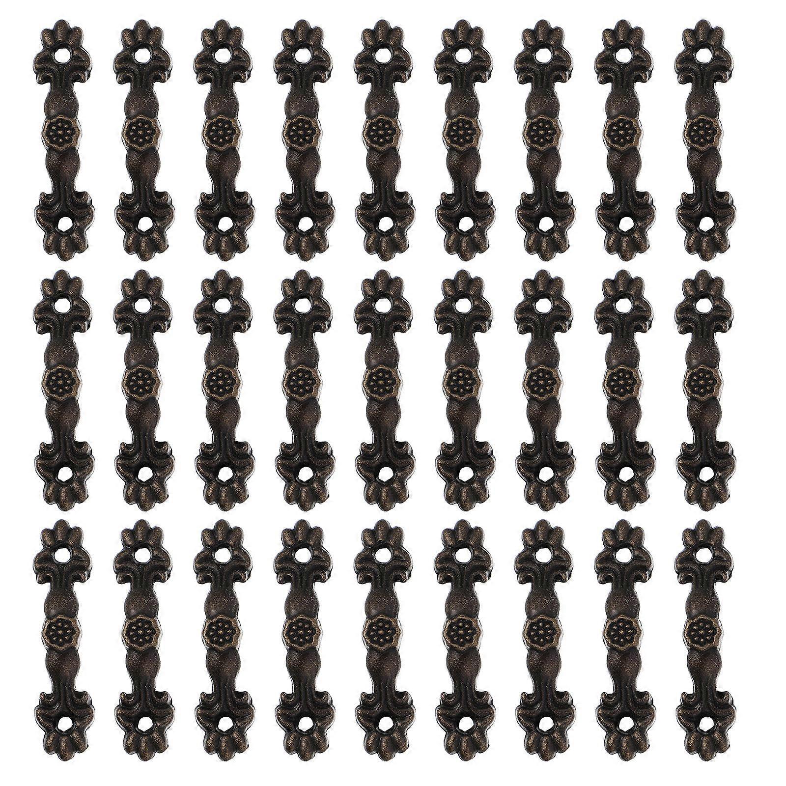 Retro Cabinet Door Handle Drawer Pulls For Furniture Vintage Style Black 1.65X0.39X0.39in 24Pcs