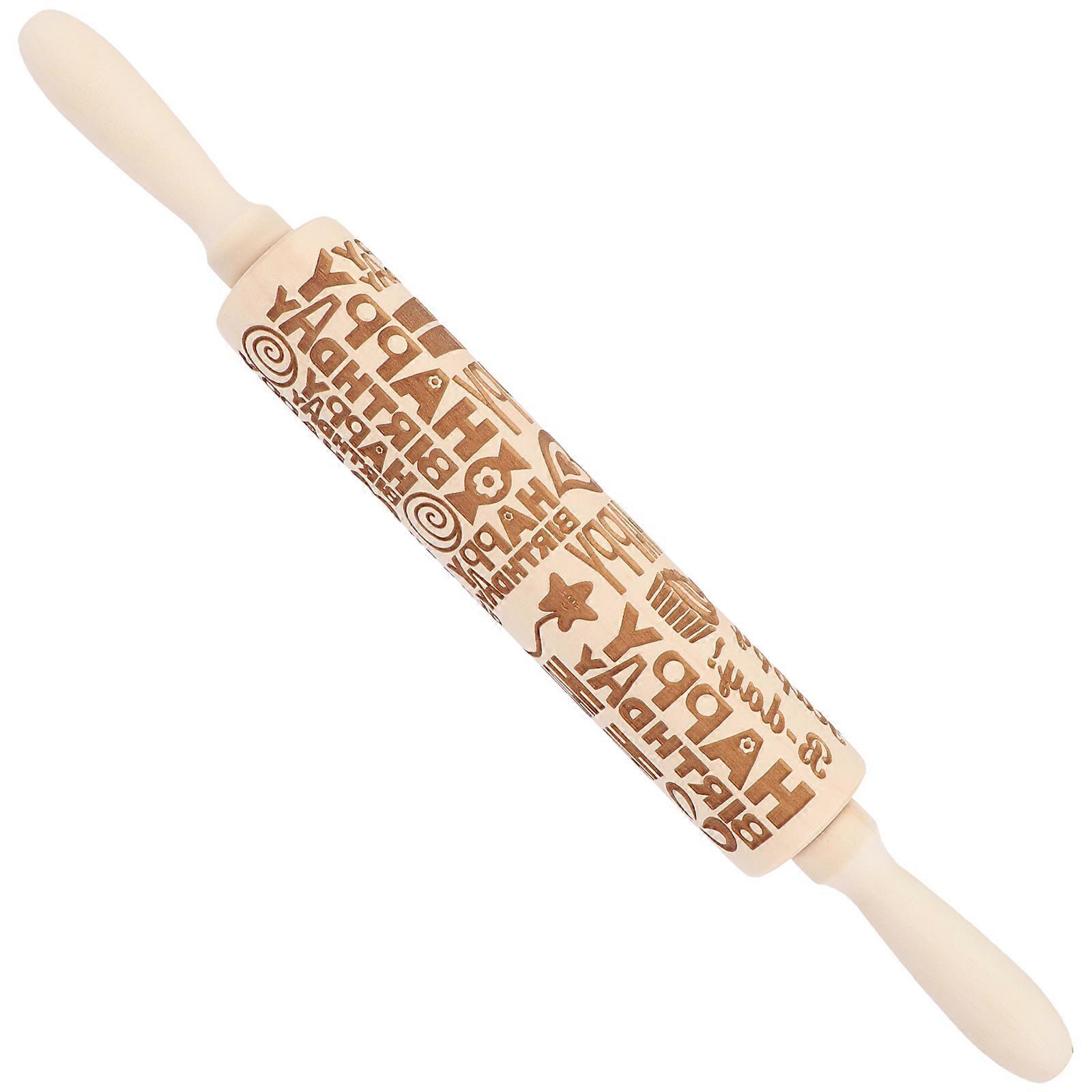 Kitchen Rolling Pin Embossed Design Pastry Making 38x5cm 1Pack
