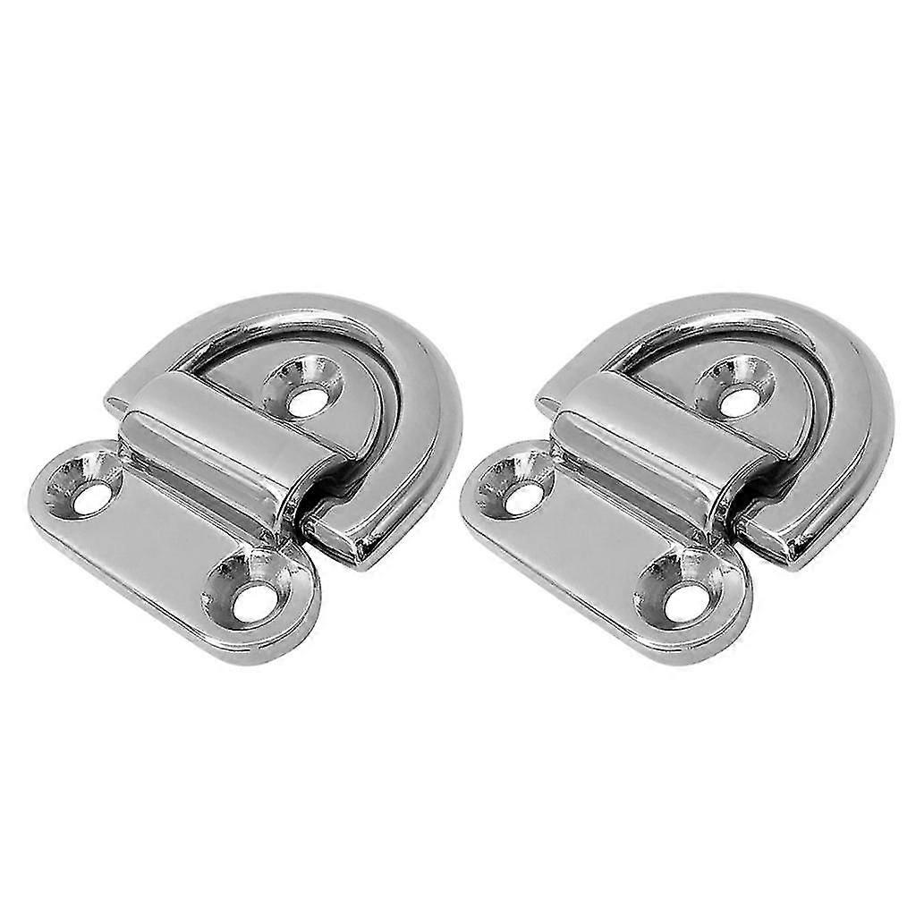 2pcs Large Folding Pad Eye Deck Lashing Ring Staple Cleat for Marine Boat