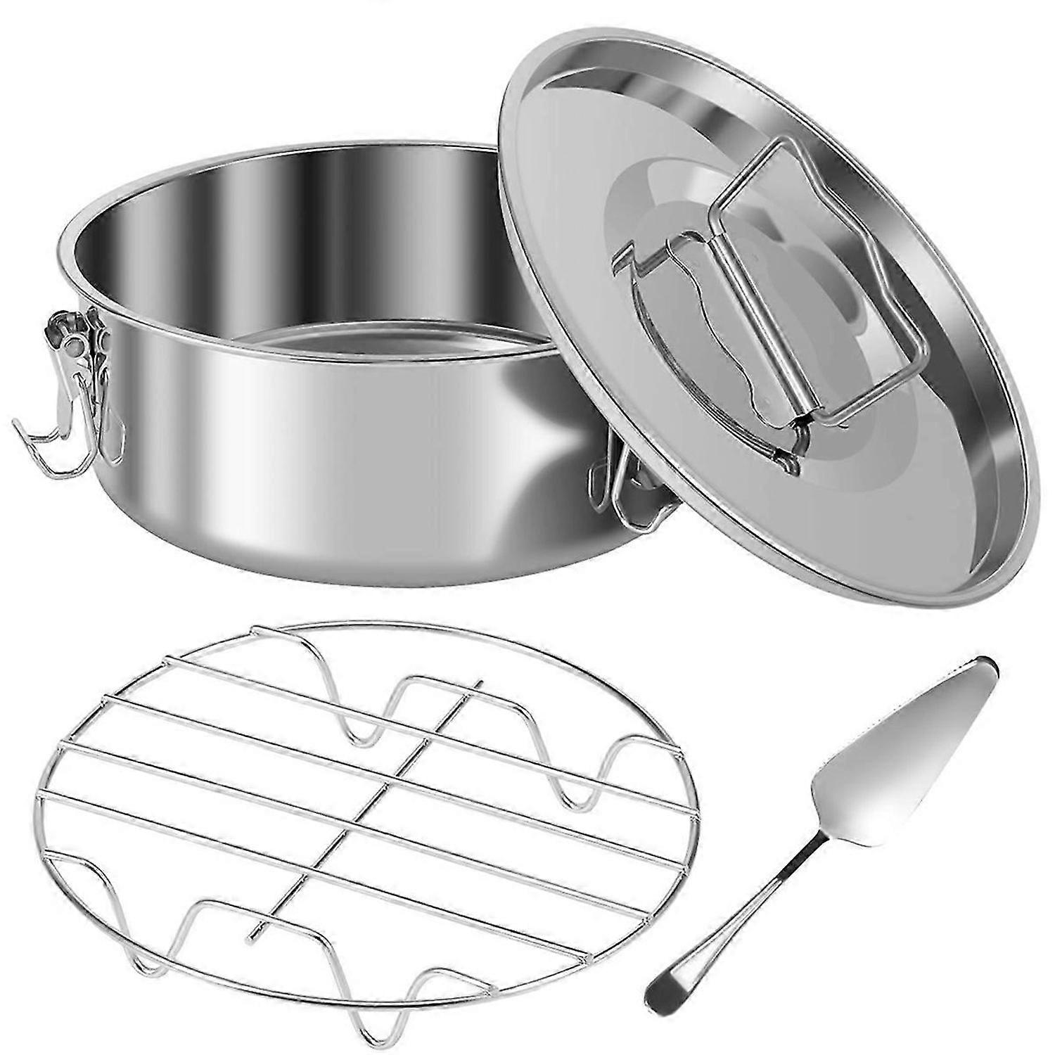 Stainless Steel Flan Pan for Baking 1.5QT Flan Pan Mold with Lid Portable Round Cake Baking Flan Mak