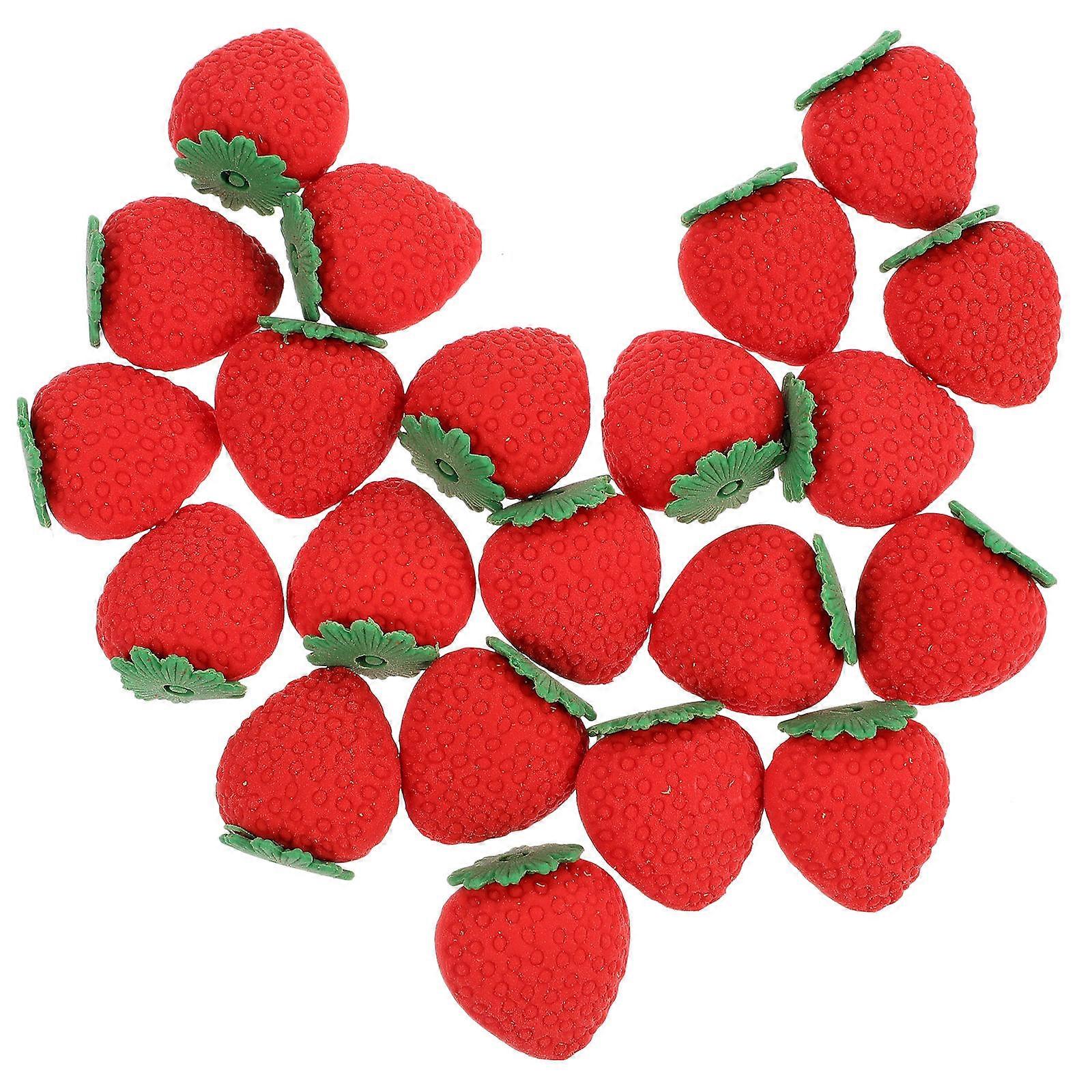 Mini Erasers For Study Delicate Pencil Erasers TPR Strawberry Shape Teenagers 40Pcs
