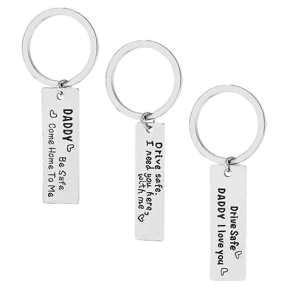 Silver Father's Day Key Ring Durable Keychain for Bag Hanging 3Pcs