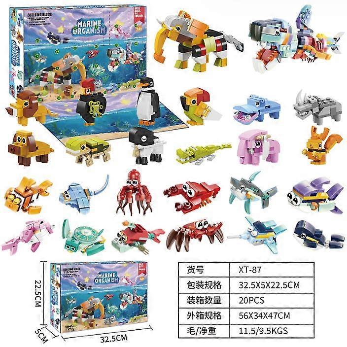 2023 Calendar de Advent Set de jucării pentru animale marine 24 de zile cadou