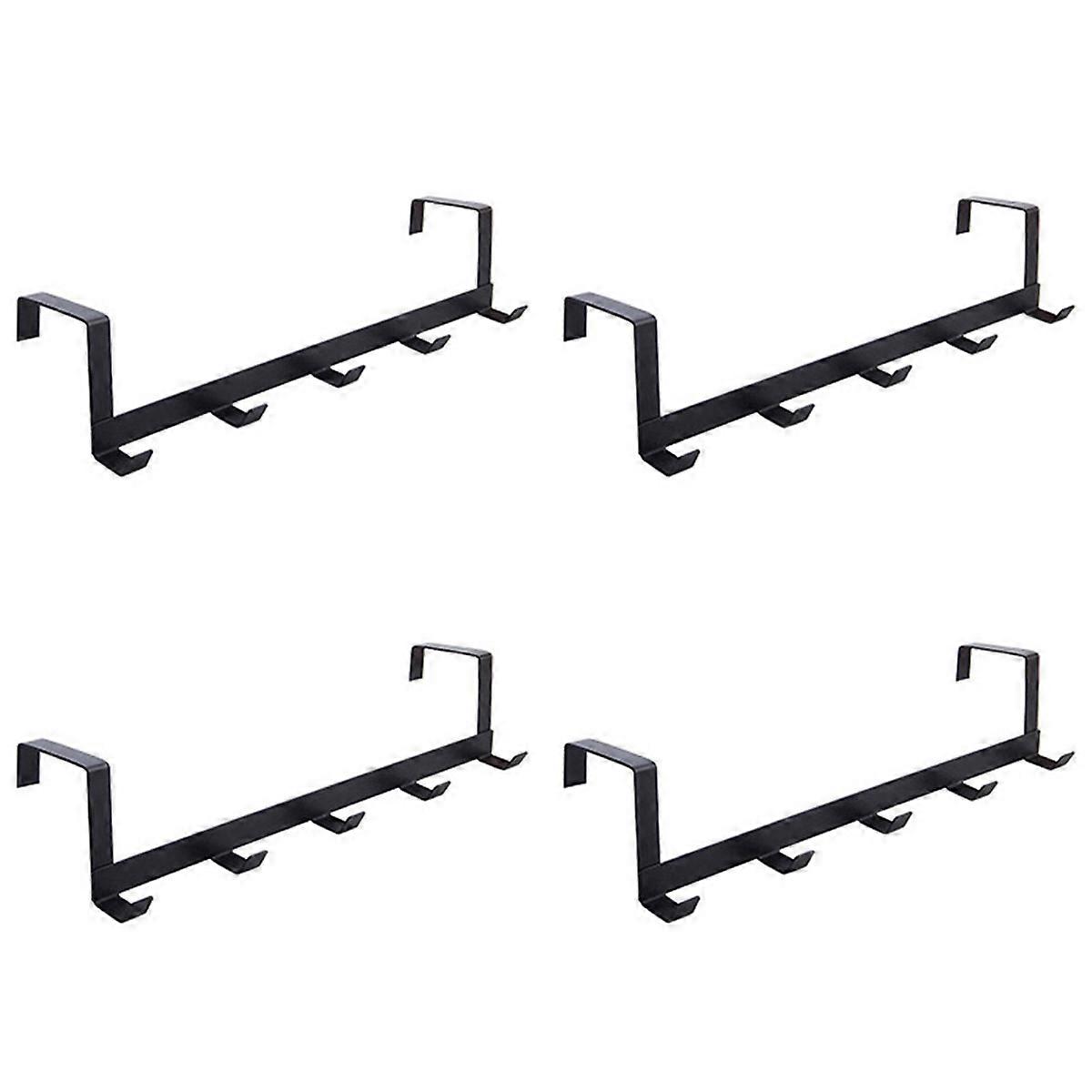 4X Smart Wide over the Door Rack Wrought Iron Hook Black