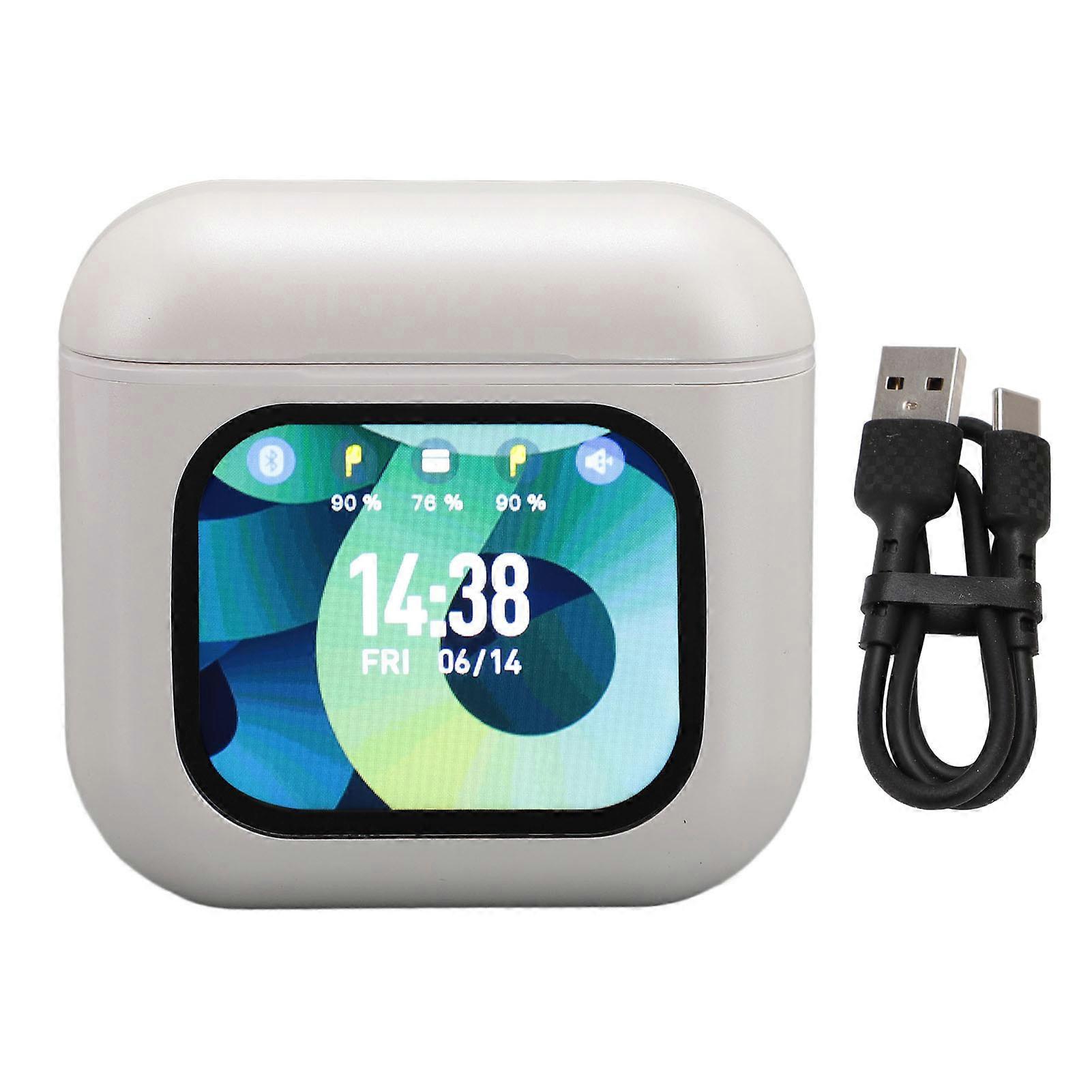 White Wireless Earbuds with Touchscreen Case, ENC Noise Reduction, Bluetooth 5.3, Type C