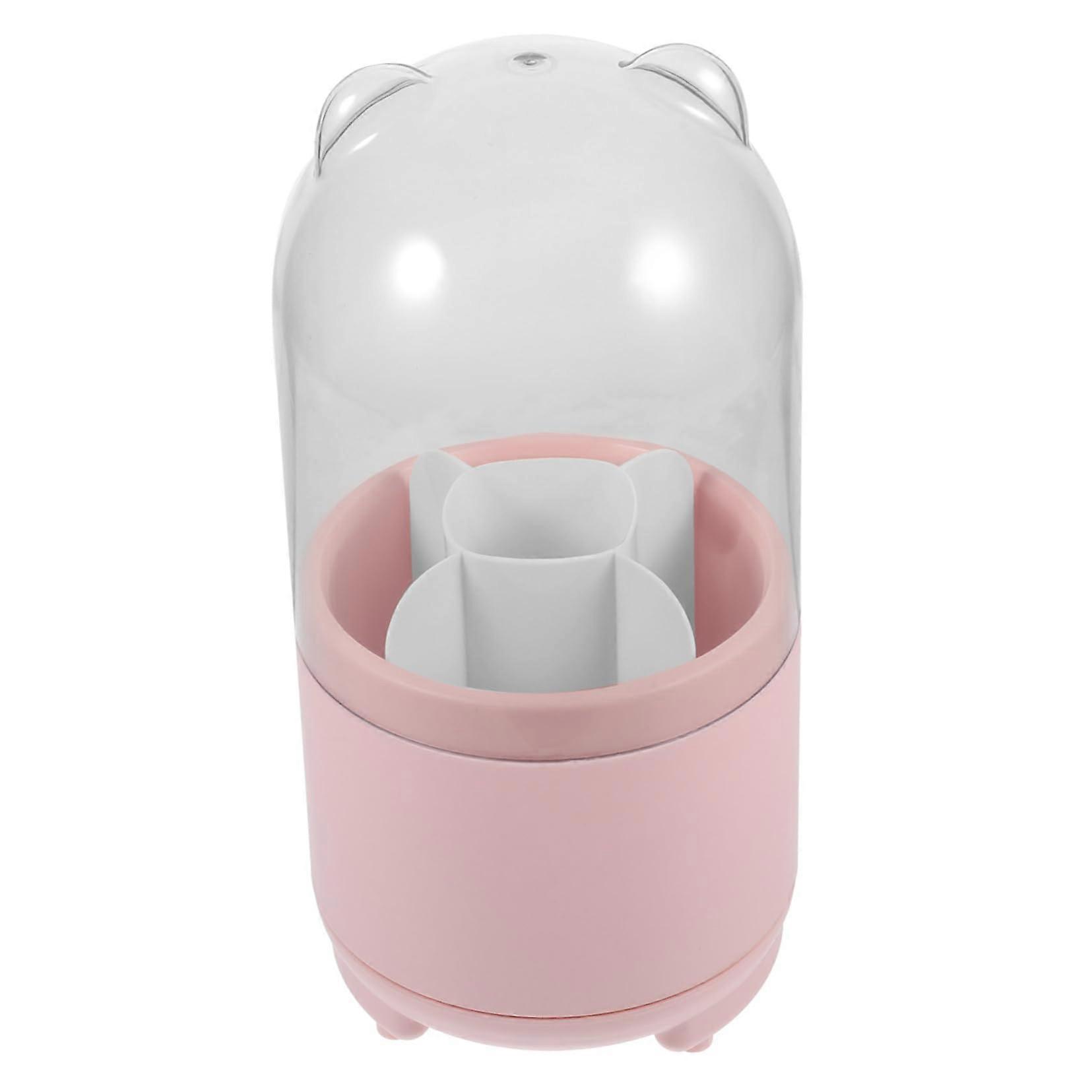 Rotating Makeup Organiser with Lid Pink PP