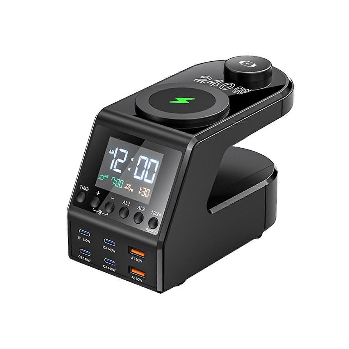 240W GaN Charger Station with Alarm Clock Time Display 4x140W (EU)