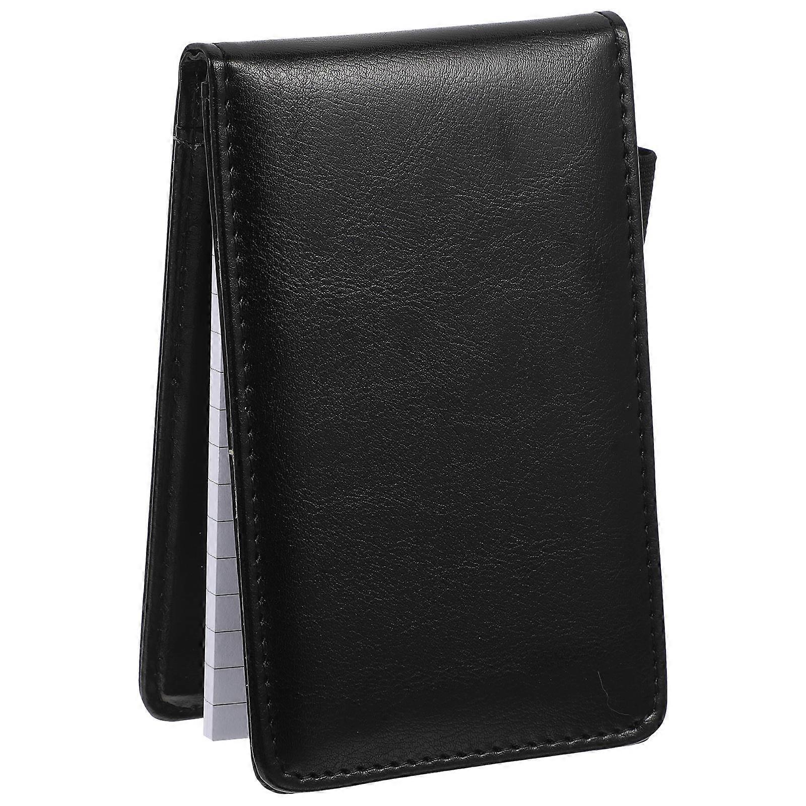 Portable Business Notebook with Pocket for Writing Use Black PU Cover 6 x 4 inches
