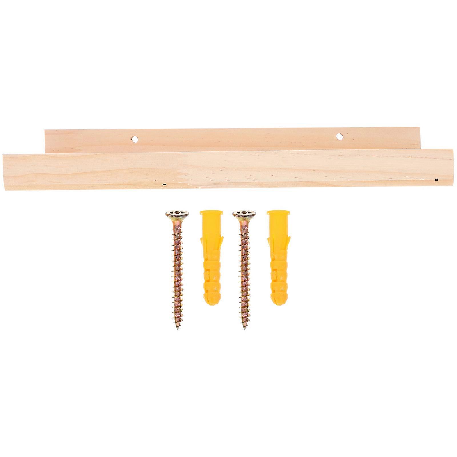 Floating Shelf Wall-Mounted Floating Shelf Bedroom Display Storage Rectangular Classic Natural Wood Color 1Set