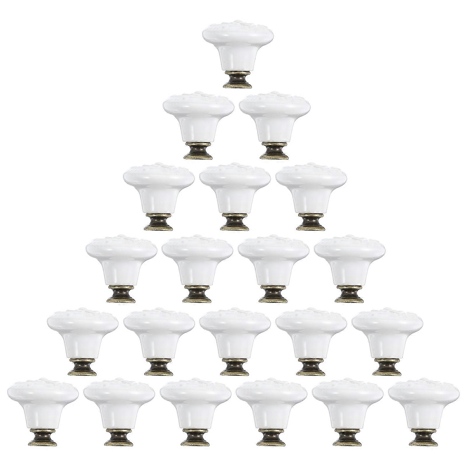 Vintage Ceramic Cabinet Knobs 8Pcs White for Decoration with Retro Charm