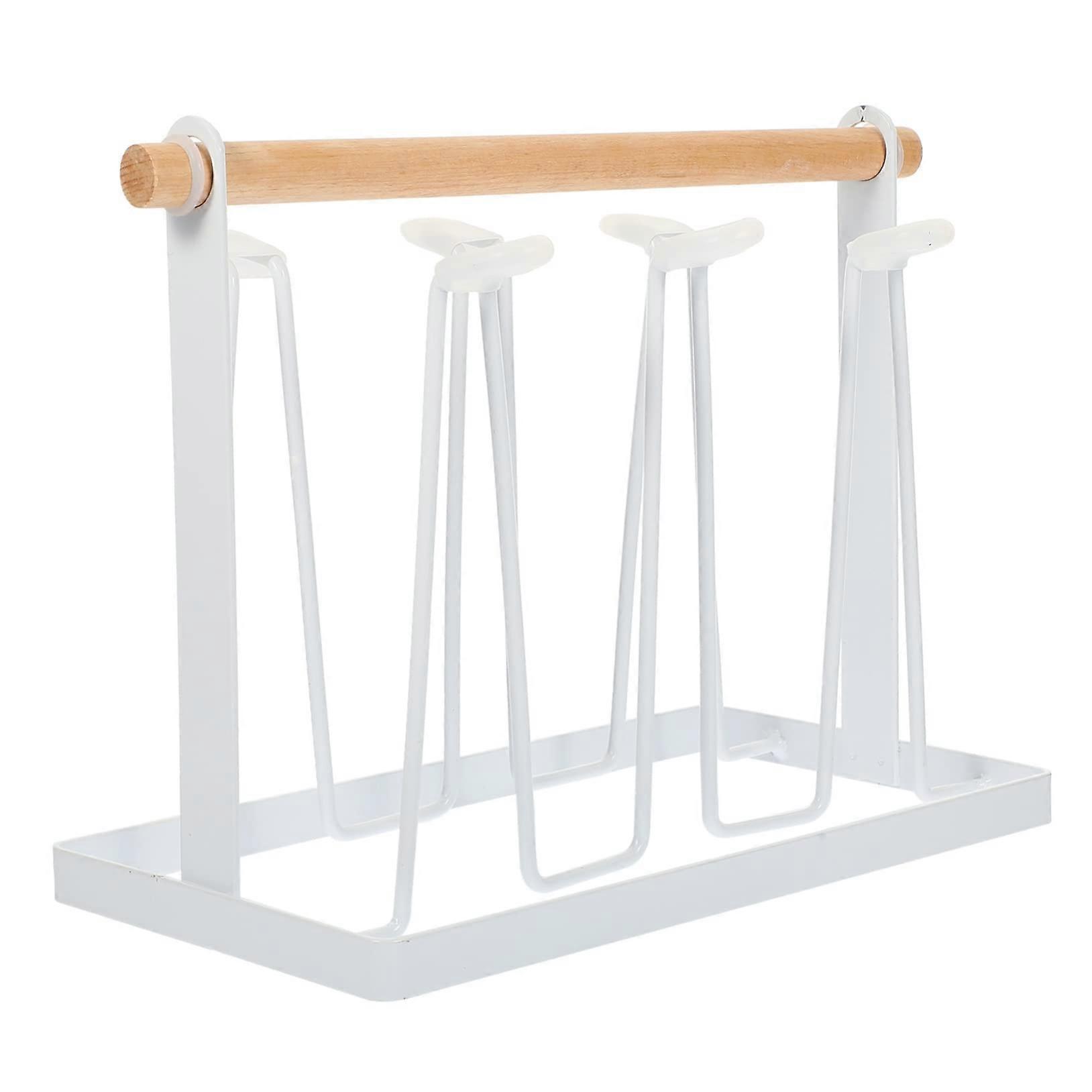 Kitchens Mug Holder Elegant Cup Stand with Wooden Handle Space-Saving Breathable Design for Home and Restaurant Use