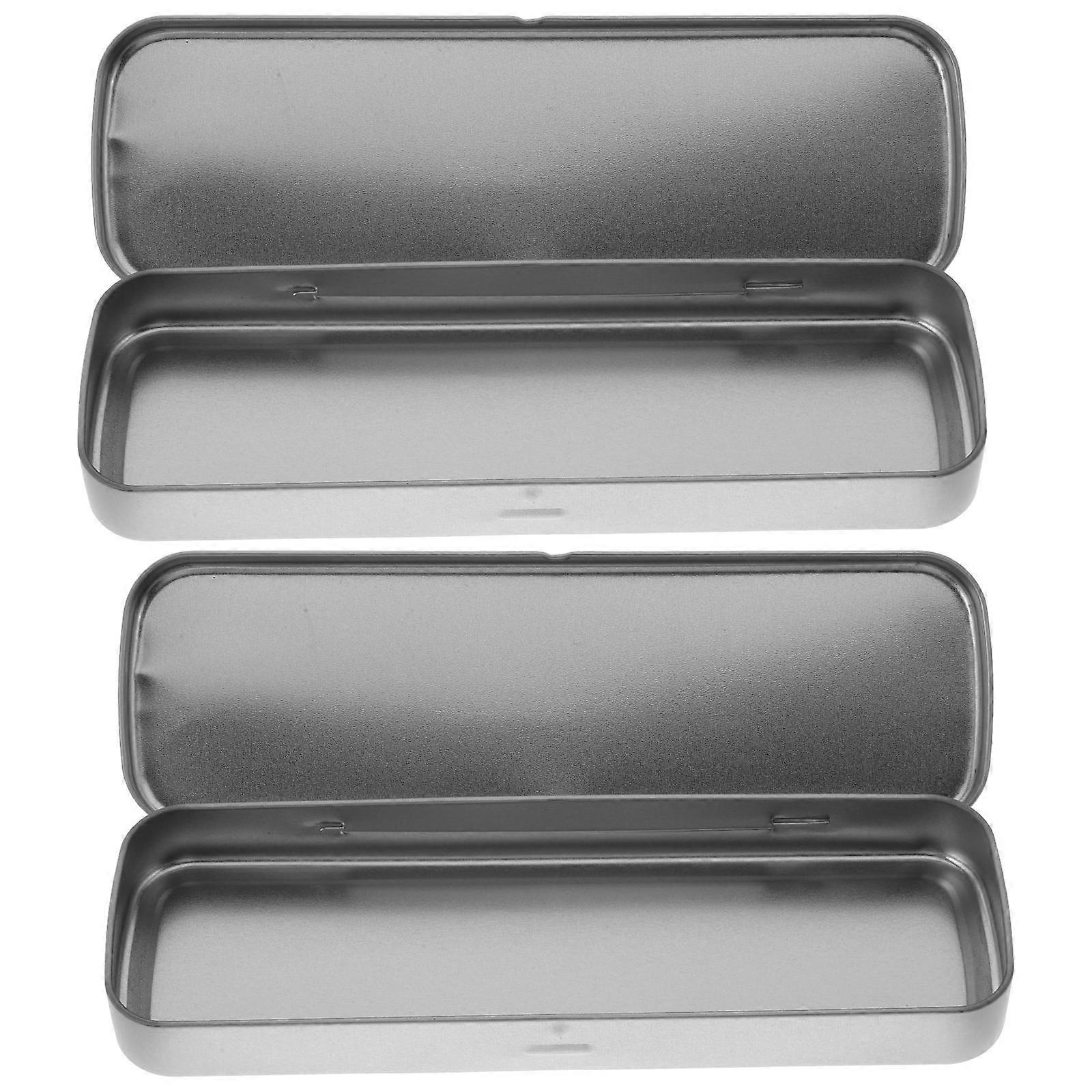 School Pencil Case Silver Pen Holders for Students Rectangular 20.00X5.80X2.50CM 2Pcs