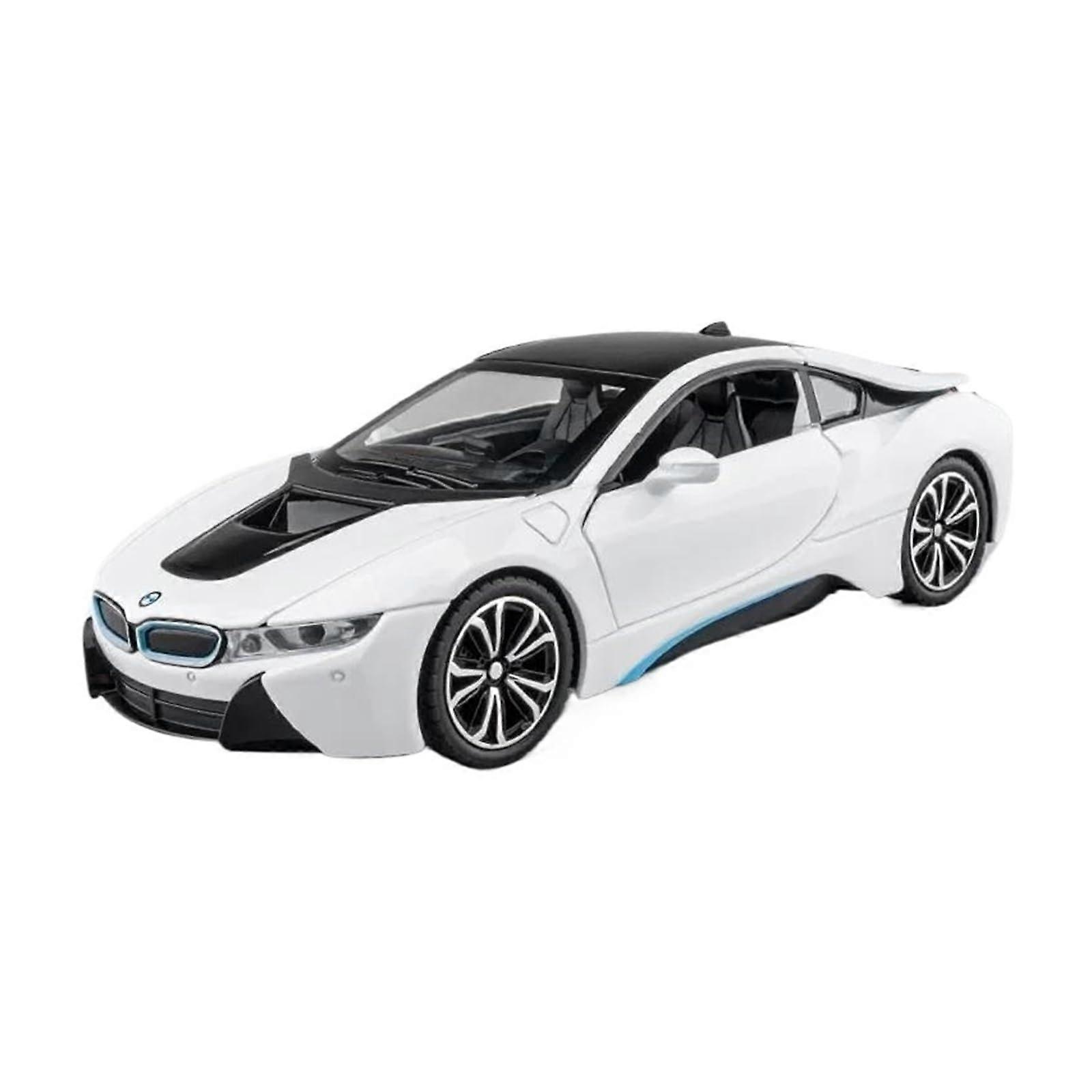 Miniature Model 1:22 BMW I8 DieCast Metal Alloy with Sound, Light (White)