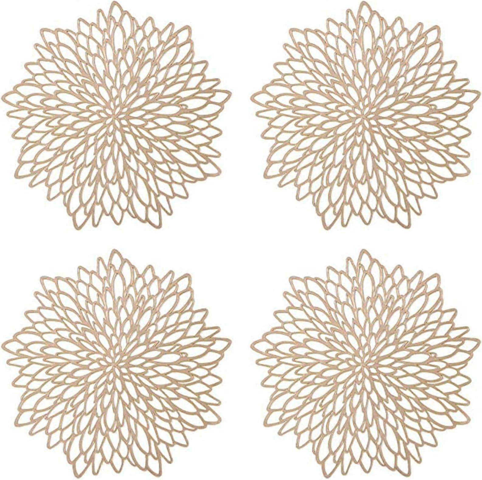 4Pieces Placemat, Hollow Round Placemat, Round Placemats Plastic