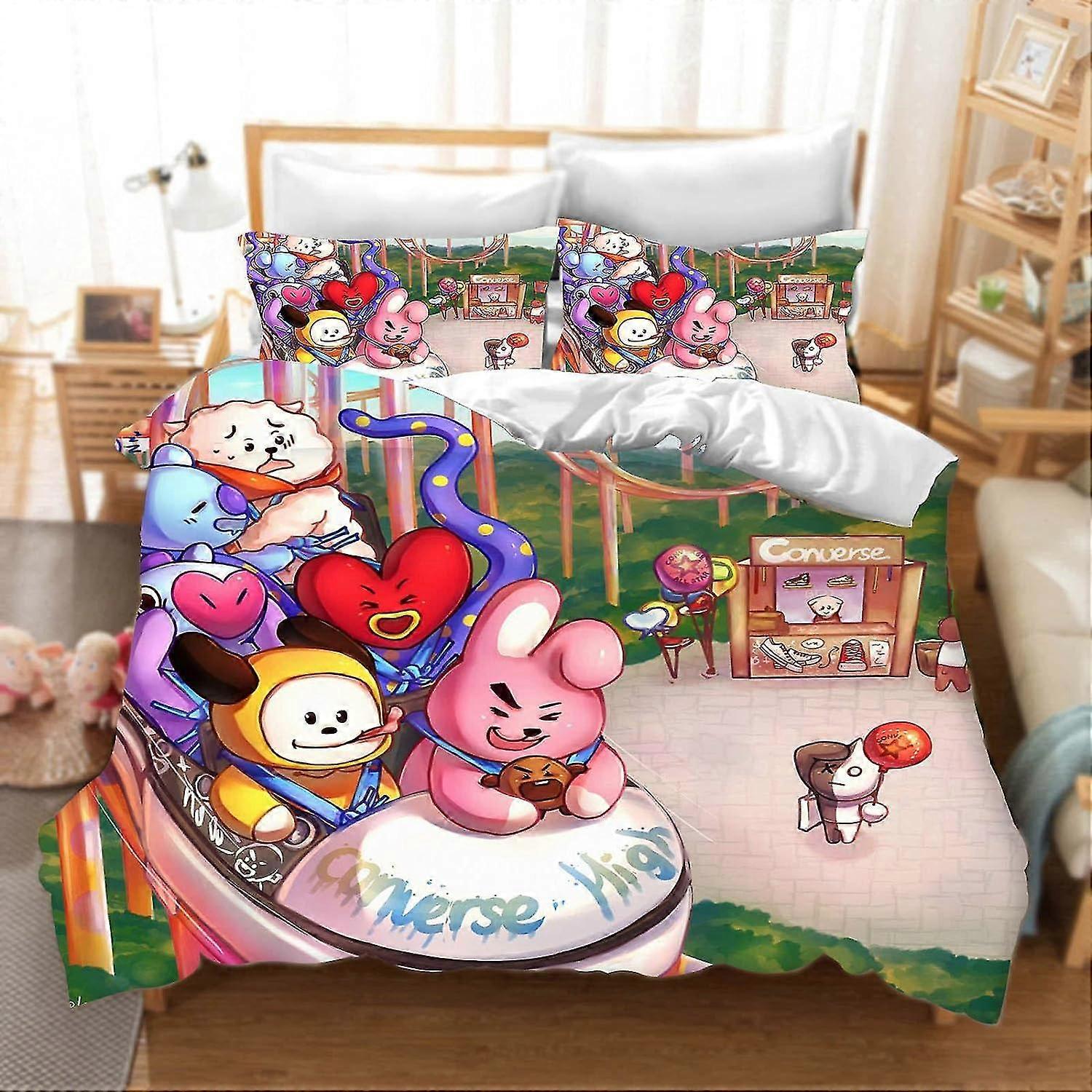 Set copripiumino 3 pezzi con stampa 3D 135 x 200 cm Microfibra Soft Fluffy con cerniera e federa Adatto a determinate marche