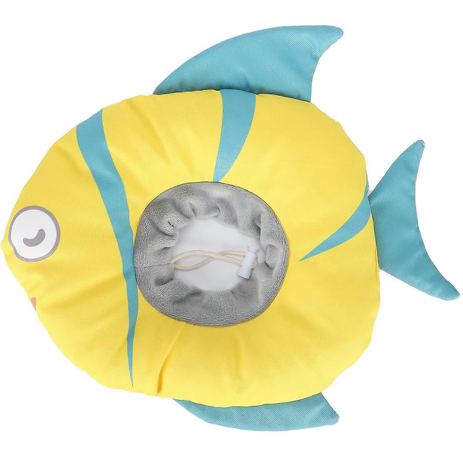 Cat Collar Adjustable Recovery Cone for Cats and Dogs, Inflatable Fish Shape, Size Medium for Post-Surgery Comfort