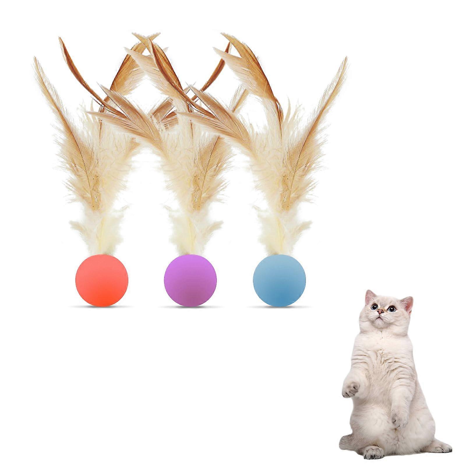 Elastic Cat Balls, Colorful Bouncy Balls, Interactive Cat Toys, 3 Pack Small