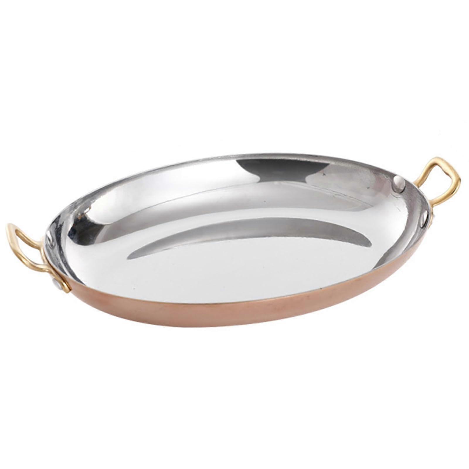 Oval Paella Pan, Stainless Steel NonStick Seafood Pot with Double Handle, 30 cm