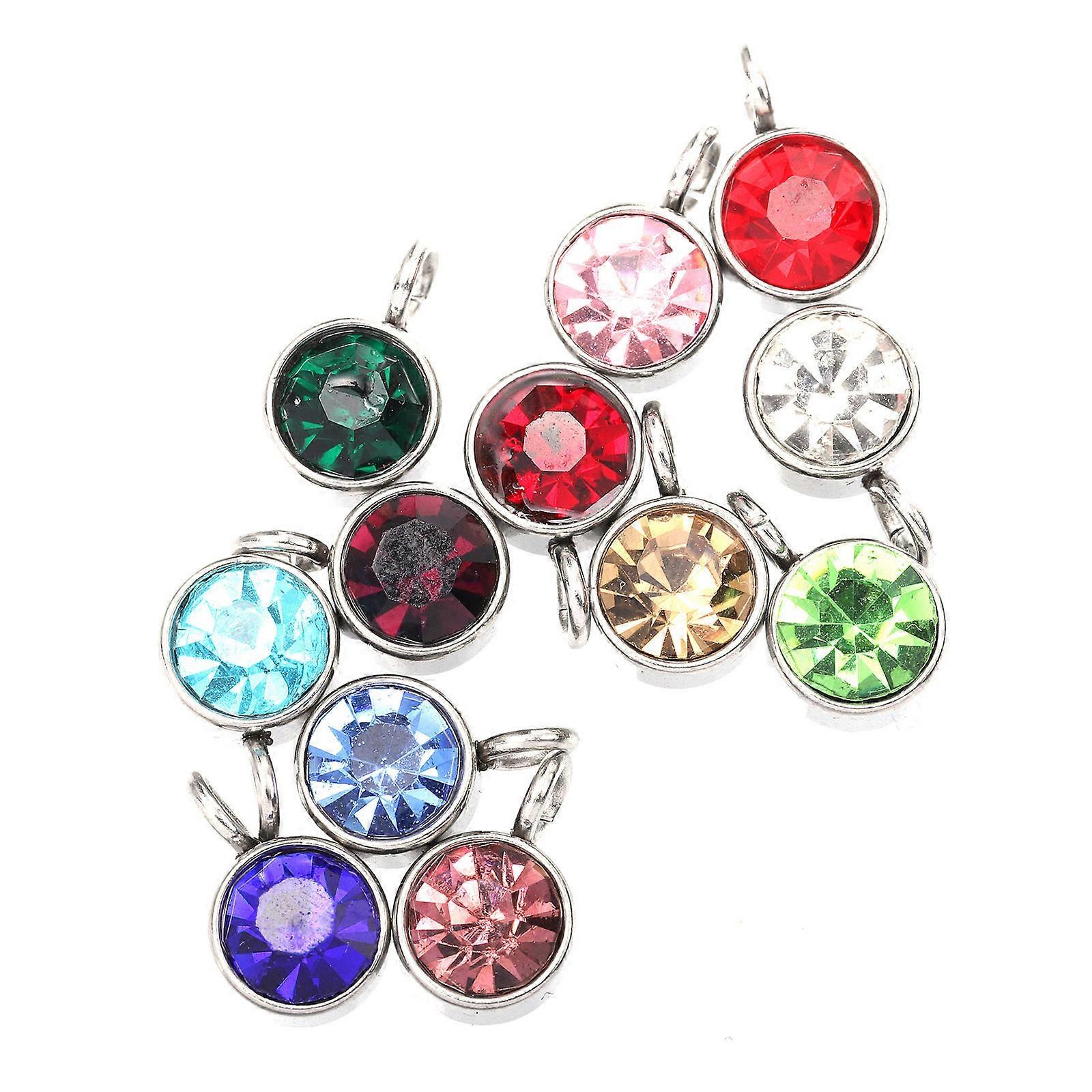 Craft Charms Diy Birthstones Pendants Jewelry Accessories Diy Projects Round Shape Alloy 36Pcs