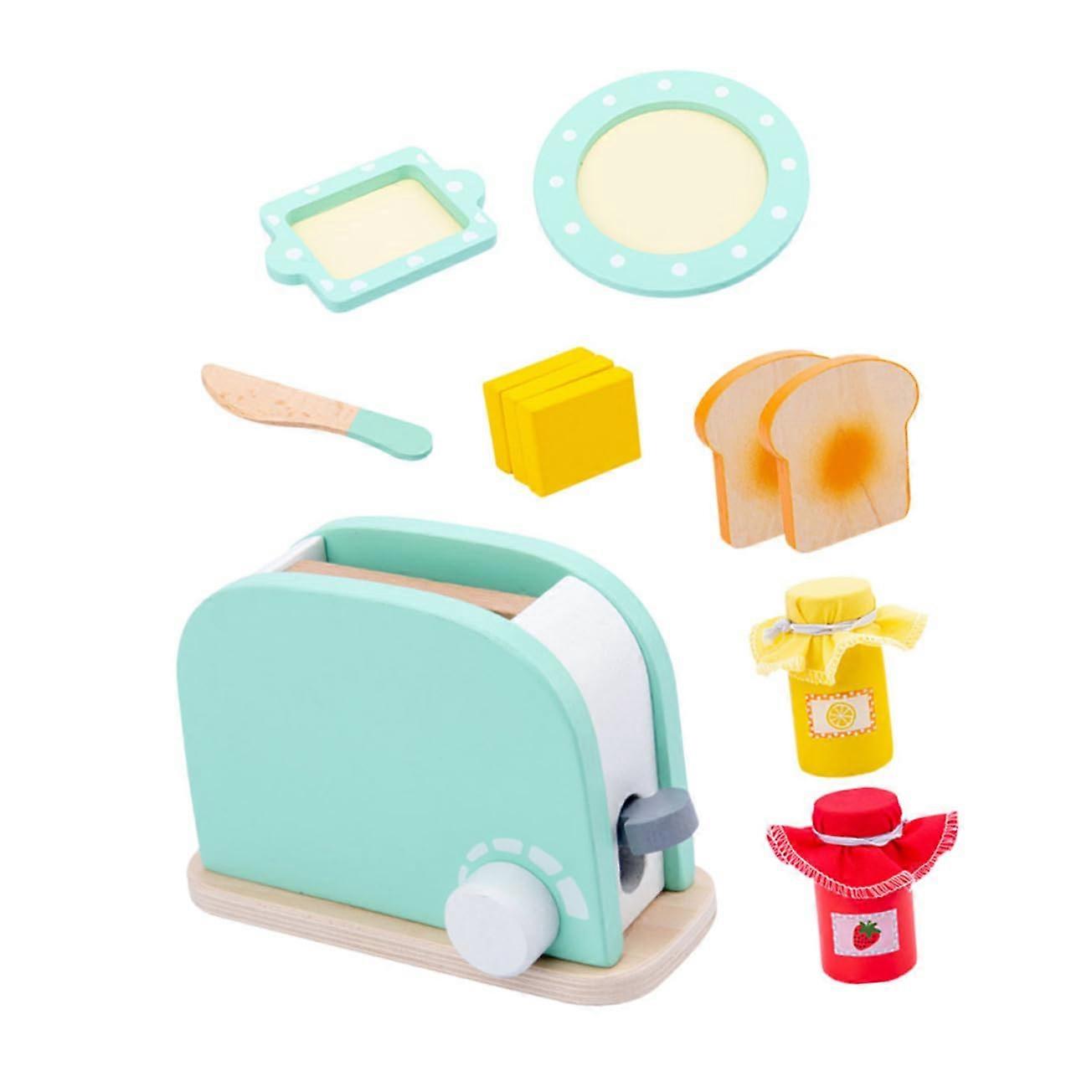 1Satz Wooden Bread Machine for Educational Cooking Toy, Safe with Rounded Edges, Promotes Practical Skills and Color Recognition