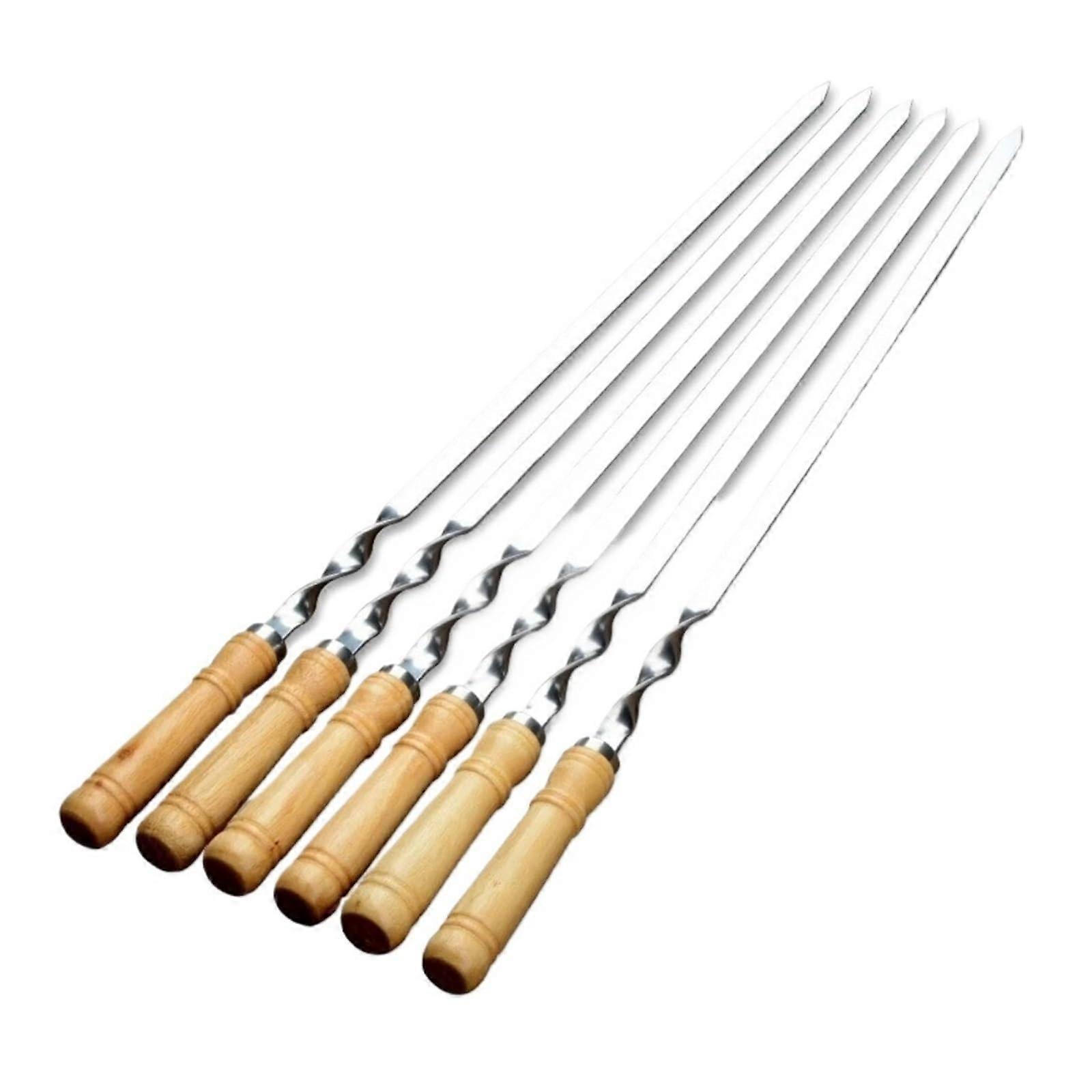 Grill skewers stainless steel, wood handle, 55 cm, picnic tools (12PCS)