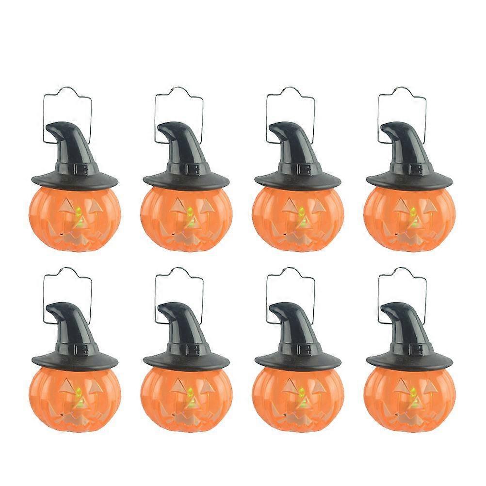 Halloween Pumpkin Lanterns Portable Led Lighting Decorative Props For Halloween Party Orange 11x11x11cm 8Pcs