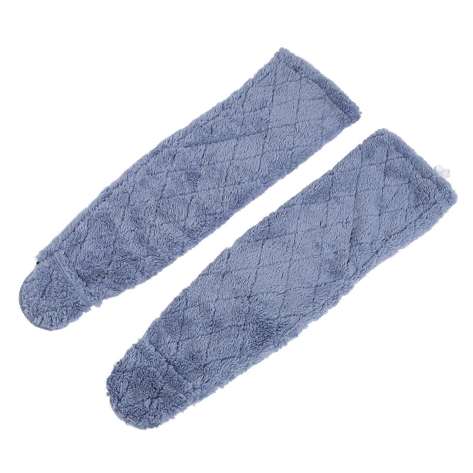 1 Pair Over Knee High Fuzzy Socks Thickening Plush Slipper Stockings Winter Home Sleeping Socks for Seniors Blue