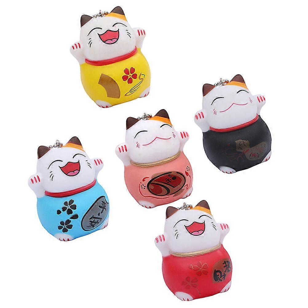 Cartoon Cat Design Keychain Backpack Charms Cat Keychains Everyday Use 5Pcs
