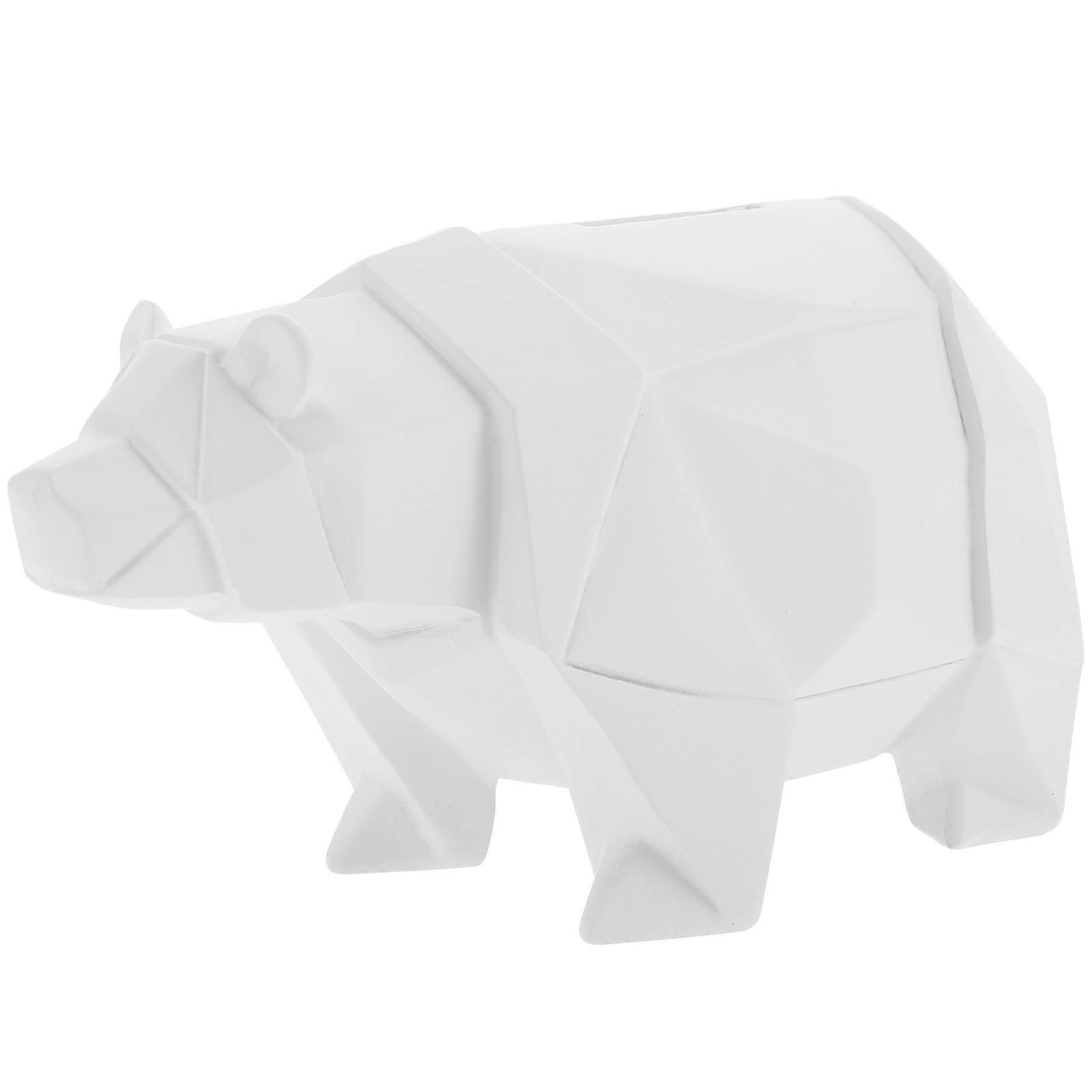 Polar Bear Shaped Resin Money Box for Saving Use Fits Standard Coins White Color Desktop Decoration