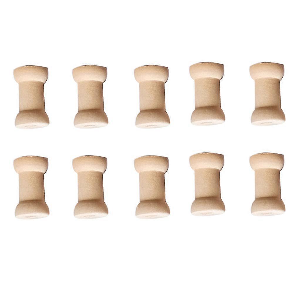 Beige Plastic Wood Spools for Sewing Crafts Durable Empty Thread Bobbins 20Pcs Compact Size