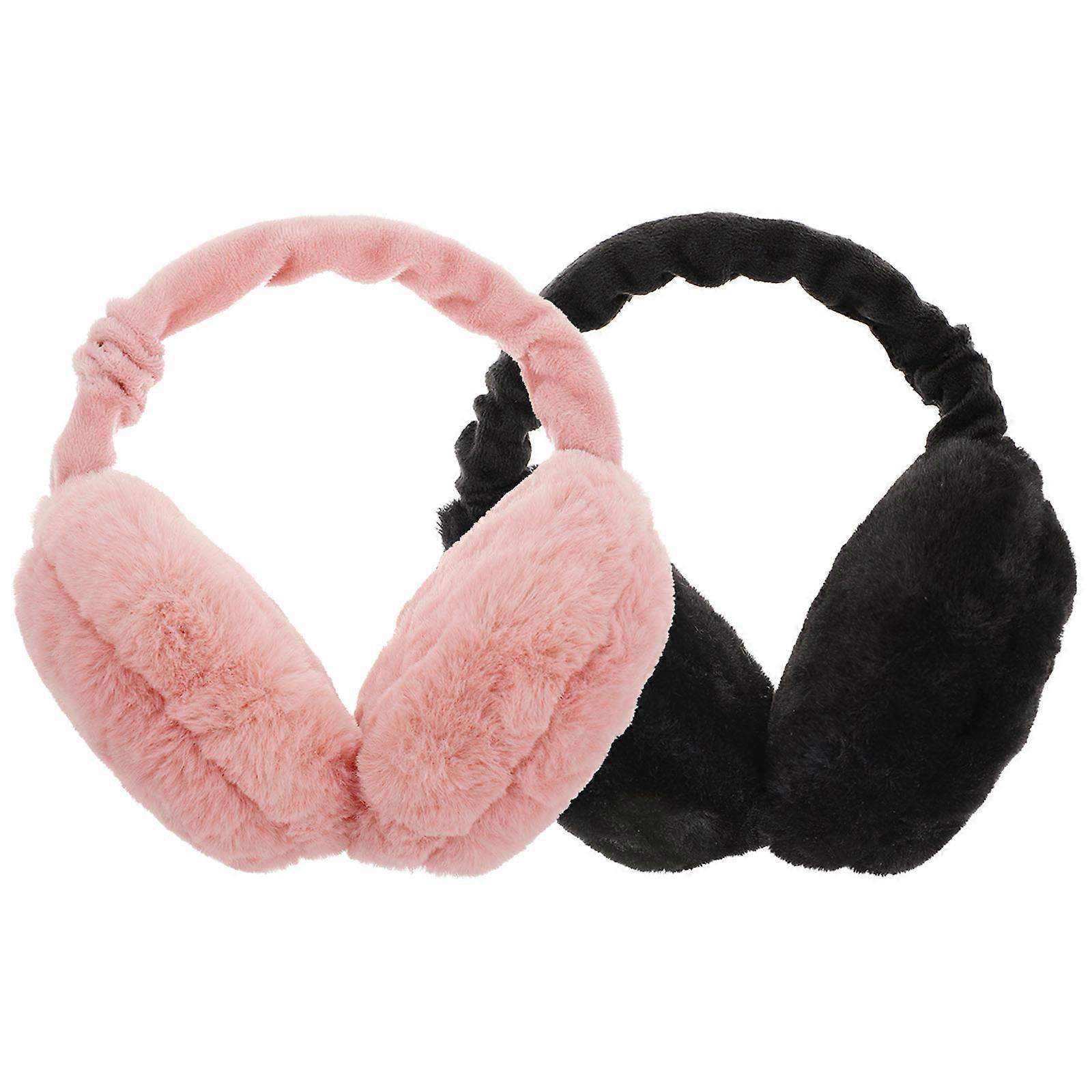 Warm Plush Windproof Ear Muffs Soft & Stylish Outdoor Earmuffs for Winter Use, 2 Pack