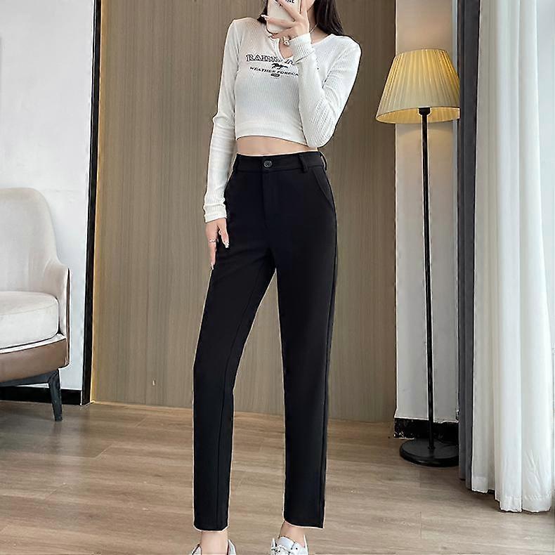 Professional Black Summer Women's Straight Pants