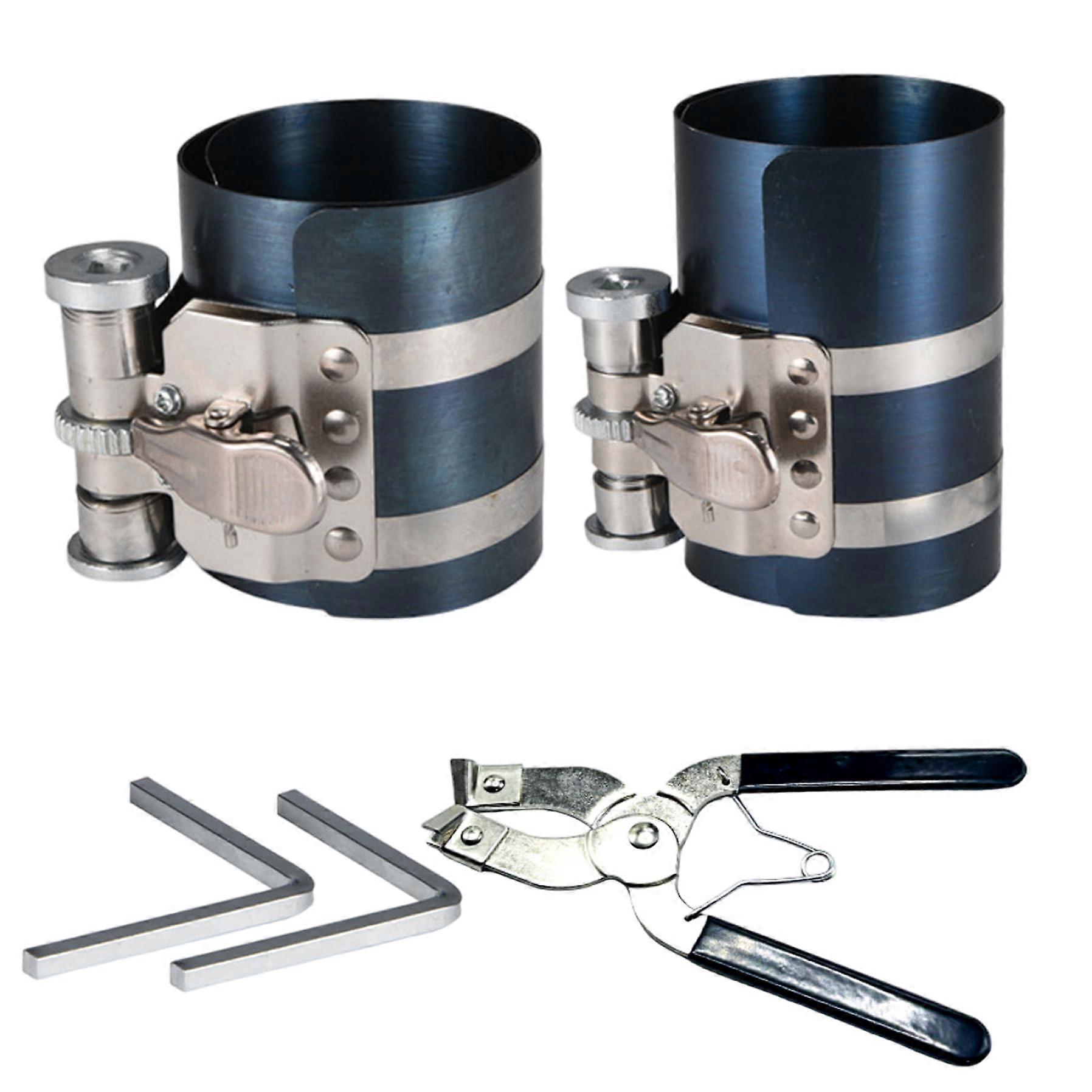 Piston Ring Compressor 3 & 4 Inches - Piston Ring Compressor Tool with Wrench, Expansion Saddle for Cars