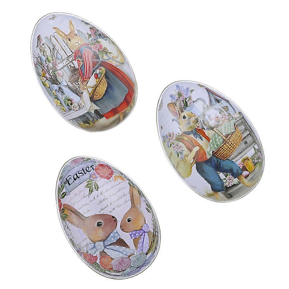 Cookie Boxes Chic Egg Box Easter Celebration Tinplate Material Gift Packing 3Pack