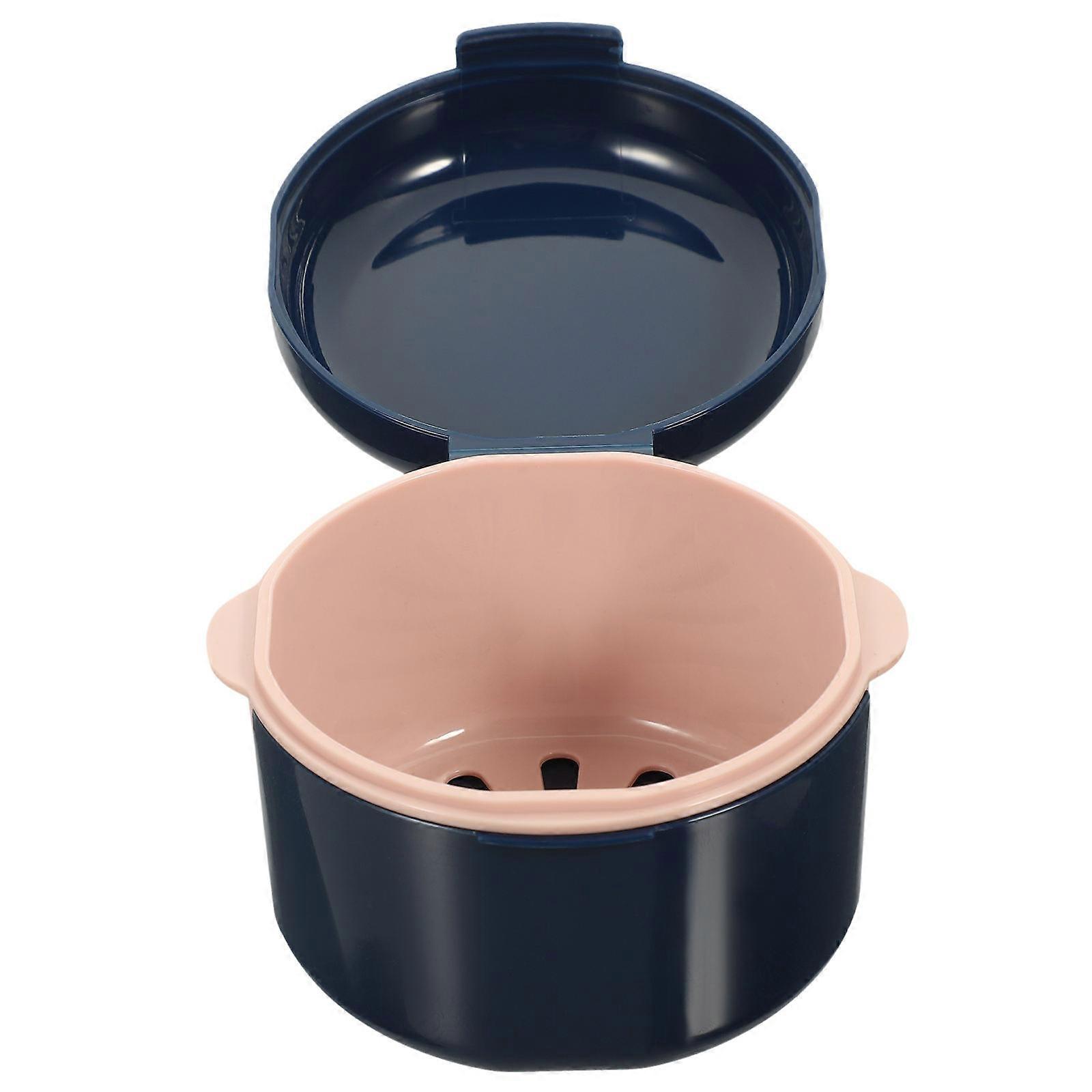Portable Denture case for Daily Use Blue PP Material Safe Durable and Breathable Design 3.5 x 2.1 inches