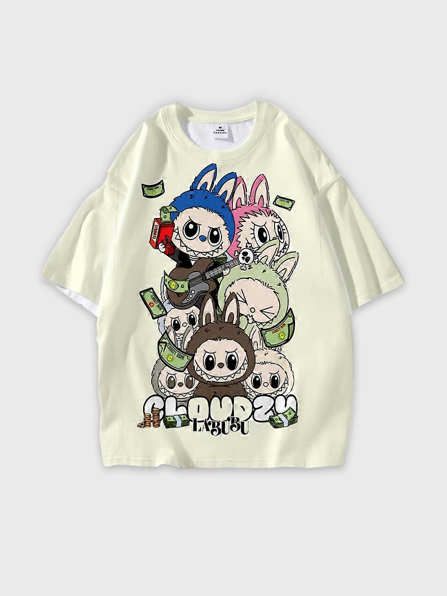 T-shirt round neck Pattern loose short sleeve P1759