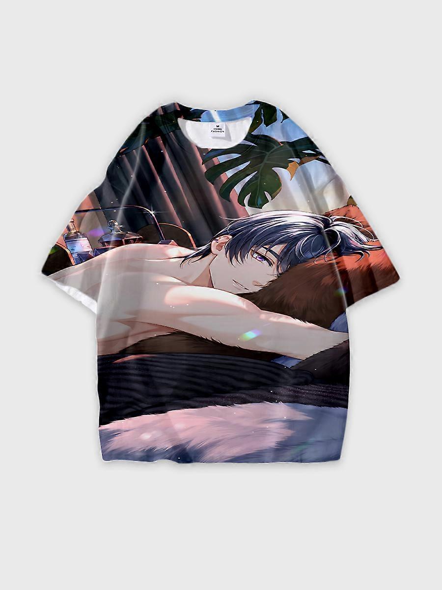 T-shirt round neck Role Pattern loose short sleeve E1915