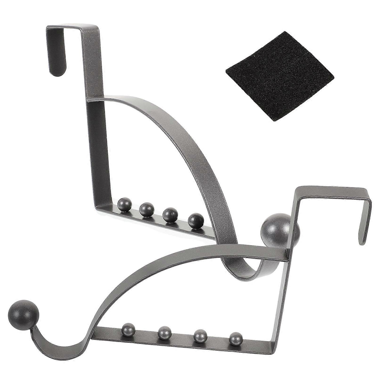 Over The Door Hook Hanger for Storage Use Carbon Steel Grey 2 Pieces