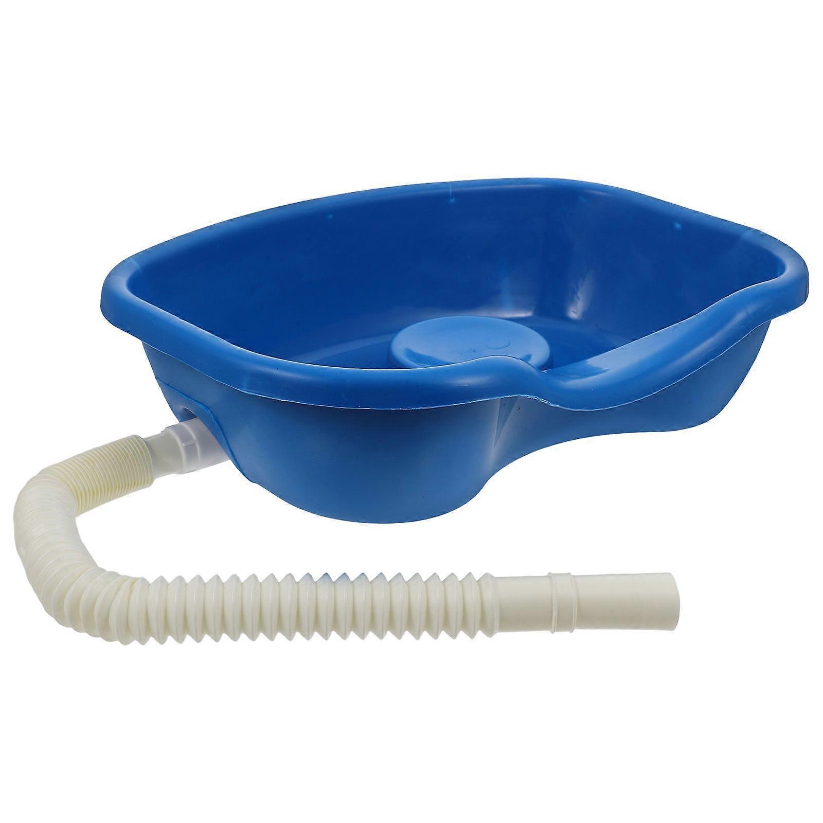 Portable Shampoo Basin for Bedridden Patients with Long Tube Design Blue ABS Material Suitable for