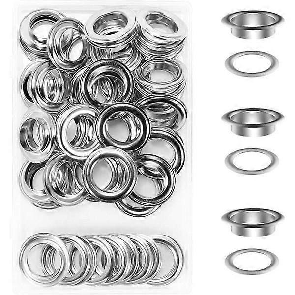 50pcs Silver 20MM inner diameter grommets + storage box, metal loop, tent buttonhole