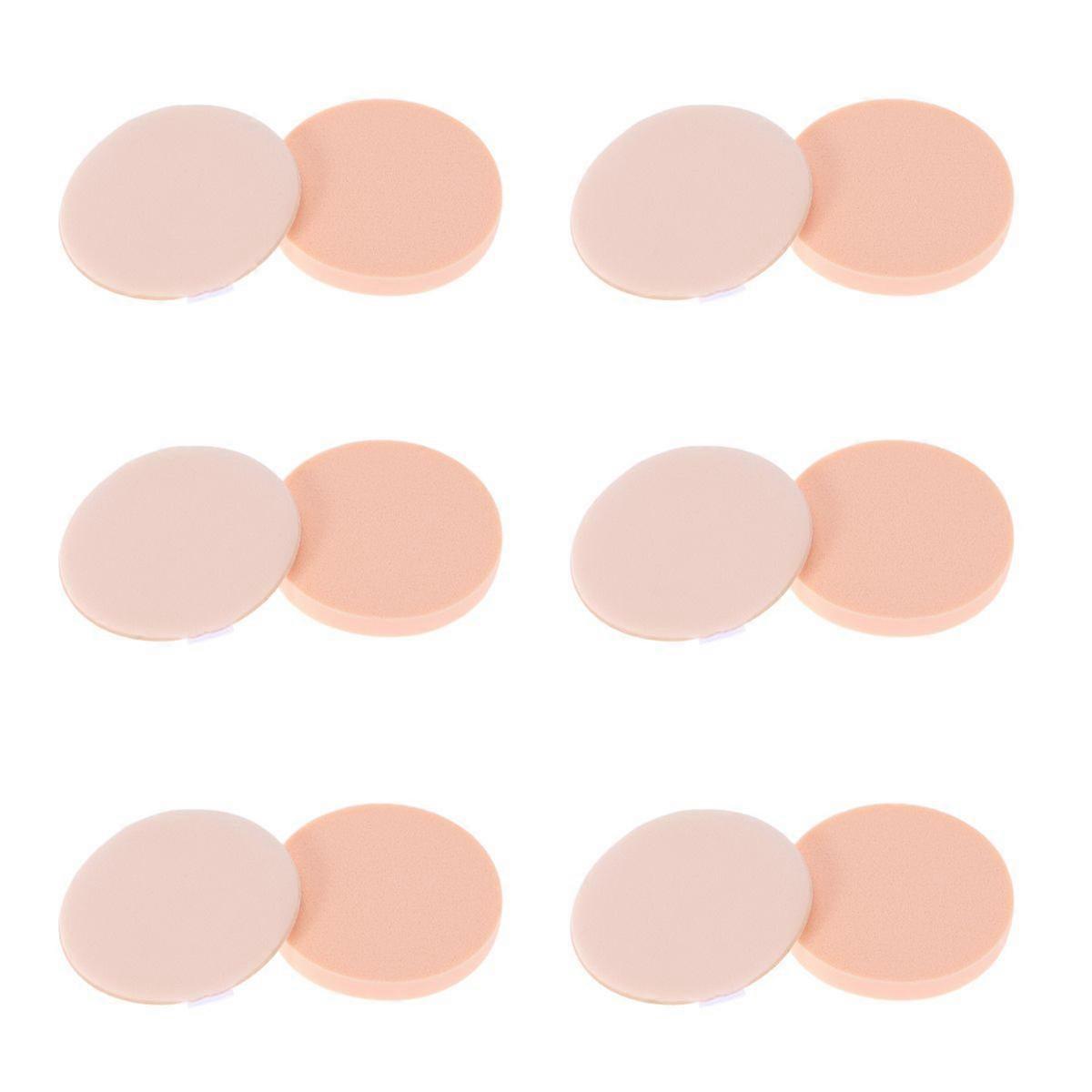 12Pcs Portable Empty Loose Powder Box Mirror Powder Container Elastic Plastic Mesh Makeup Case