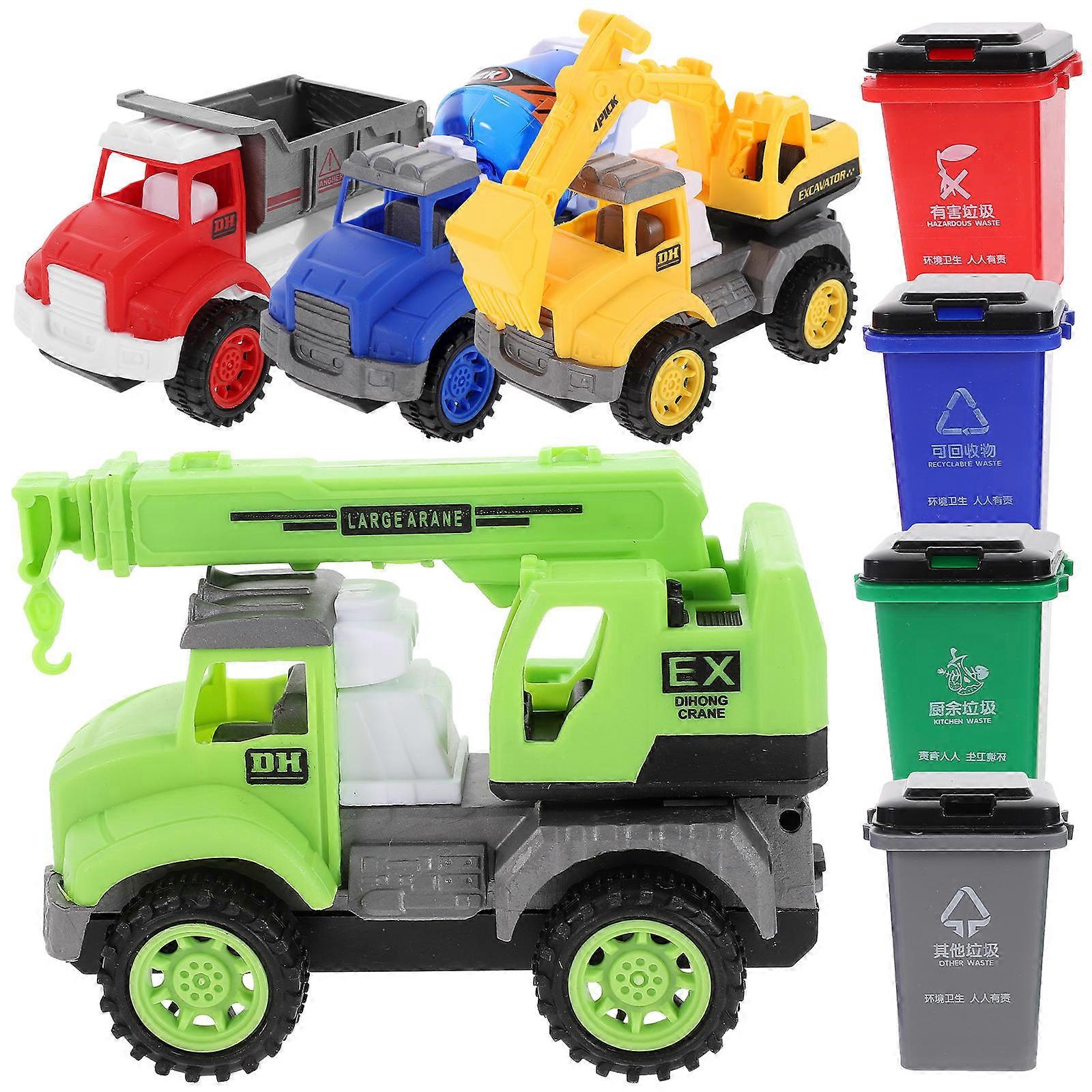 The product title **"Friction Powered Garbage Truck With Engineering Vehicles Dustbins For Enhance Creativity And Color Cognition"** suggests it's a