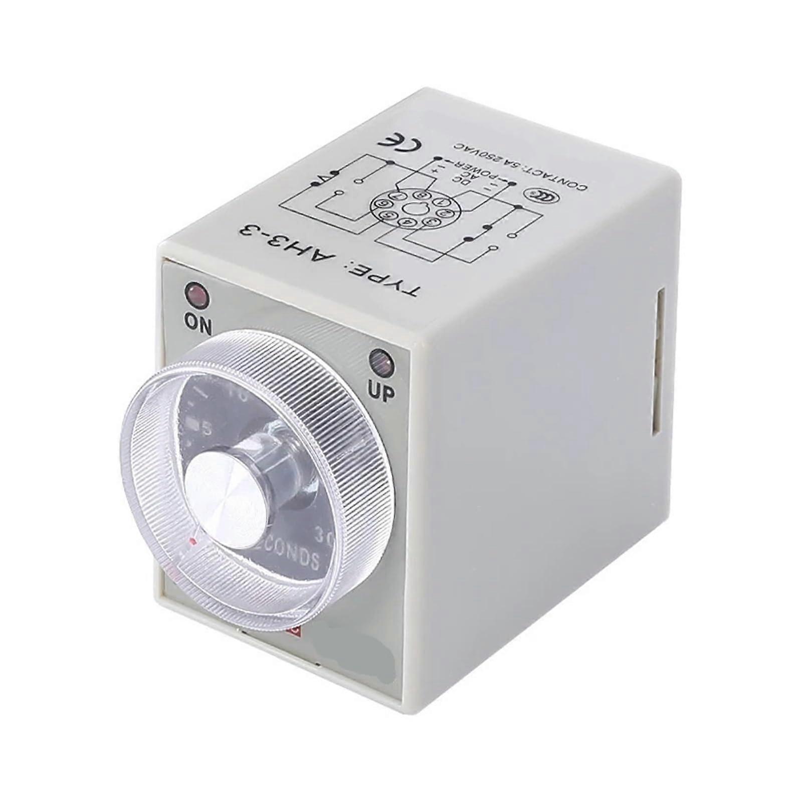 12V 24V 220V Power On Delay Timer AH3-3 Relay Socket Base PF083A 0-6 Min Adjustable Delay 0-60 Seconds DC12V