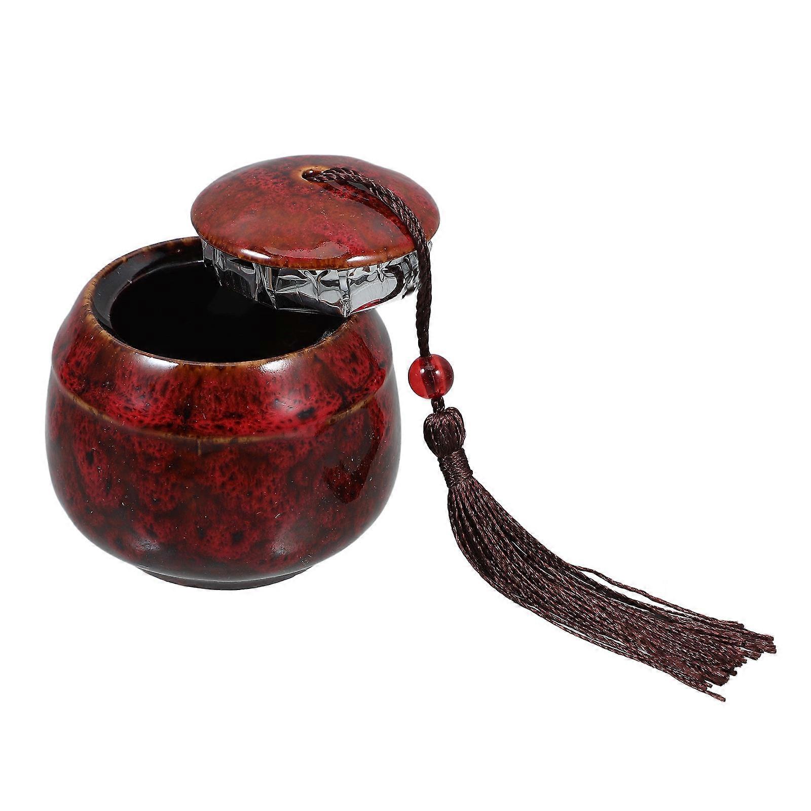 Compact Ceramic Pet Urn for Dogs and Cats Sealing Dark Red Keepsake Memorial Box for