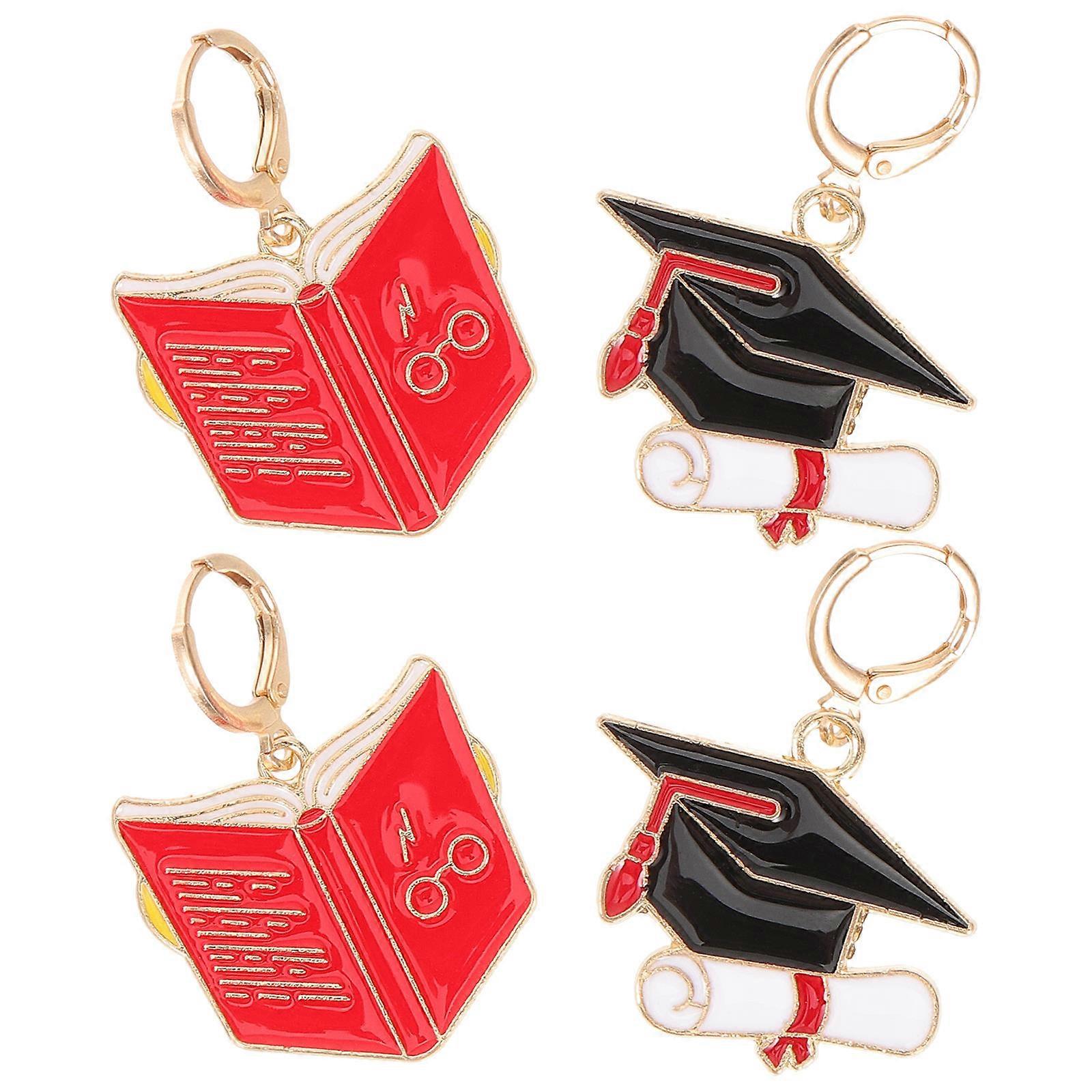 Graduation Earrings for Women Ideal for Special Events and Graduation Parties in Assorted Color Designed as Dangle Drop Earrings 2 Pairs