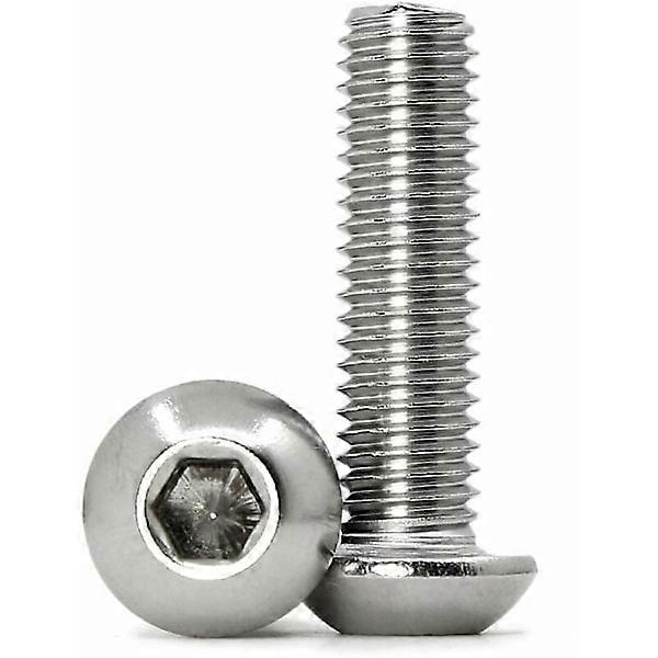 M8 x 30mm 20 pcs Button Head Hex Socket Cap Screw, 304 Stainless Steel Hex Bolt, Full Threaded Bolt