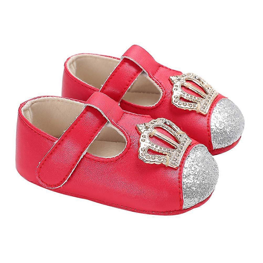 Princess Style Baby Sole Shoes Toddler Indoor Footwear Red 12cm Easy to Wear 1 Pair