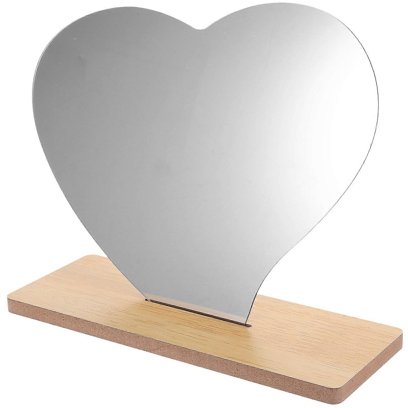 1 Set Acrylic Makeup Mirror Frameless Decorative Vanity Table Mirror with Wooden Base